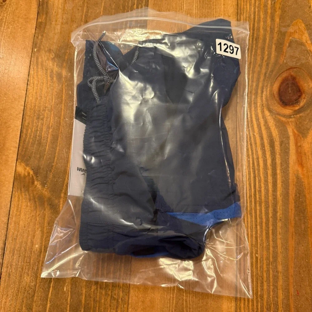 NIKE Swim Men's Swim Trunks Shorts Blue NESSA482 Mesh Brief Lined Size Large NWT